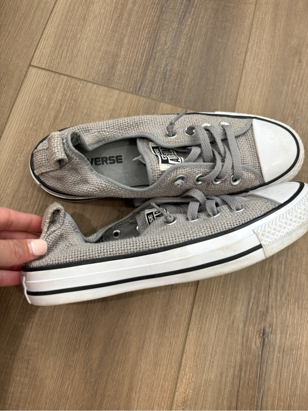 Converse All Star Gray Textured Platform Sneakers US 7